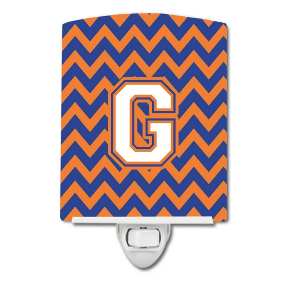 Caroline's Treasures CJ1060-GCNL Letter G Chevron Blue and Orange #3 Ceramic Night Light, 6x4x3", multicolor