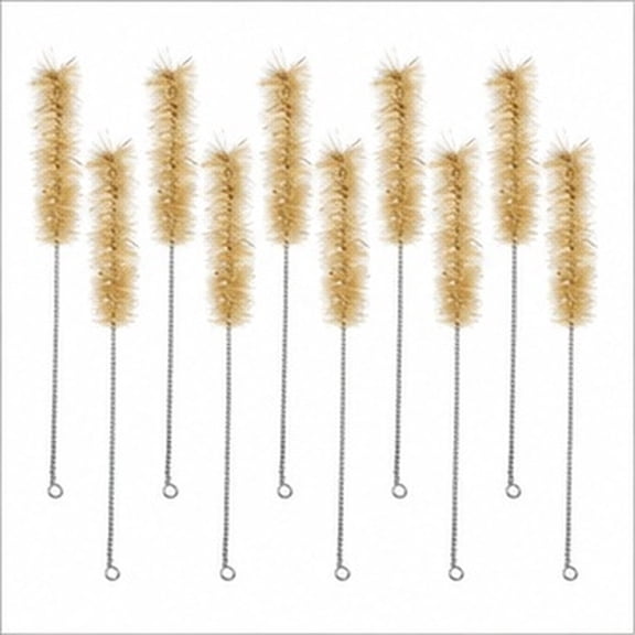 FONDOTIN Set of 10 Khaki Nylon Test Tube Brushes for Laboratory and Scientific Cleaning, and Effective