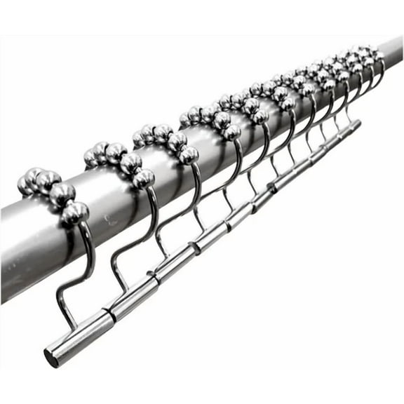 T-Bar Stainless Steel Shower Curtain Hooks Rings Set Of 12, Chrome