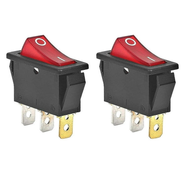 2 Pack On Off 120 Volt 3 Prong Plug Rocker Switch Lighted for Electric