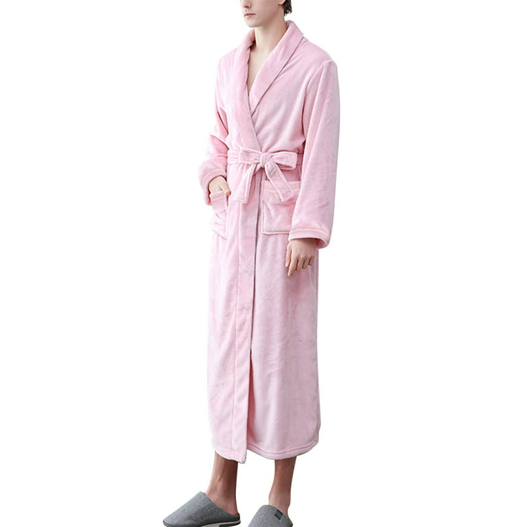 Lisingtool Pajamas for Women Set Women's Double Pocket Flannel Bathrobe  Soft And Warm Double Faced Bathrobe Pajamas And Home Wear Bathrobe Robe  Pajama Pants Pink 