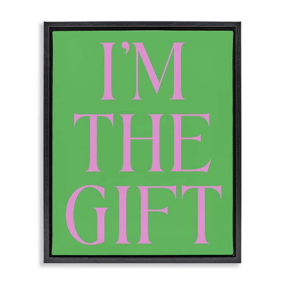 Stupell Industries Contemporary Funny I'm The Gift Black Floating Frame Canvas Art, 17 x 21, by House of Lulu