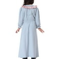 thumbnail image 2 of Girls Dresses,Big Girls Teenagers Muslim Dress,Prayer Maxi Dress Hijab Islamic Abaya Long Sleeve Striped Round Neck Pleated A Line Swing Dress 4-17 Years Gray 16-17 Years, 2 of 5