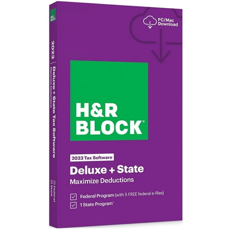 H&R Block Tax Software Deluxe + State 2023