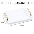 thumbnail image 4 of Serving Tray with Gold Handles, Plastic Rectangular Decorative Tray for Bar, Living Room, Bathroom, Kitchen, Tray Decor for Party, Coffee, Tea, Cake 16x8.7x1.4 Inch - White, 4 of 5