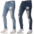 thumbnail image 1 of 2018 New Fashion Men&acute;s Skinny Ripped Destroyed Distressed Jeans Plain Stretch Tapered Leg Pants, 1 of 5