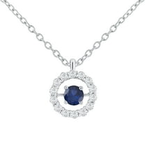 Dazzlingrock Collection 3.9mm Center Round Flickering Blue Sapphire & White Diamond Dancing Style Pendant for Women with 18 Inch Gold Chain (0.30 ctw, Color I-J, Clarity I1-I2) in 14K White Gold