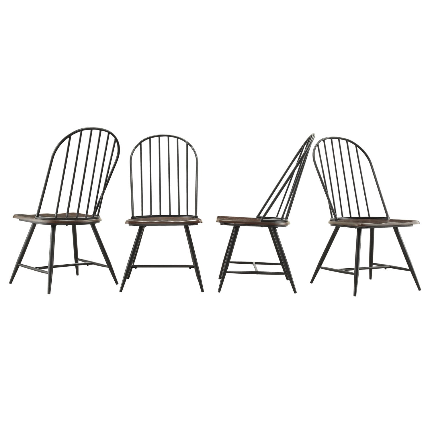 Weston Home Jameson TwoTone Windsor Chairs, Set of 4, Black and Oak