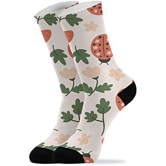 Coolnut Ladybug Socks Winter Warm Socks Fashion Print Socks Novelty Casual Socks for Men Women( 1 Pack)