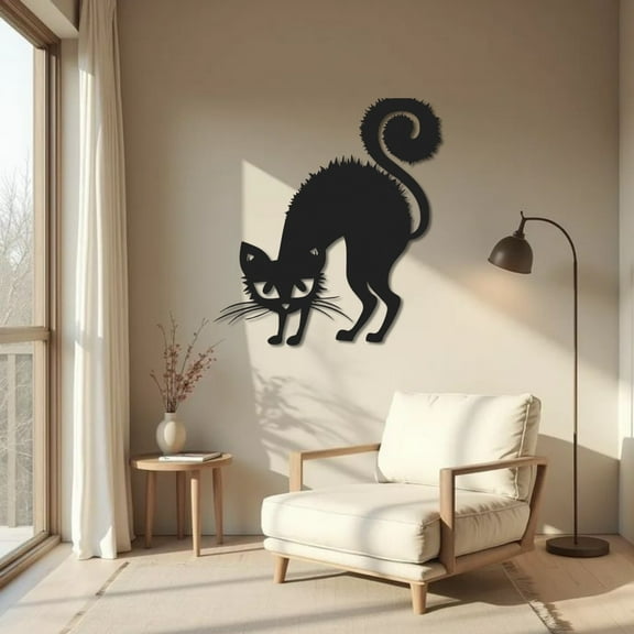 Black Cat Metal Wall Art