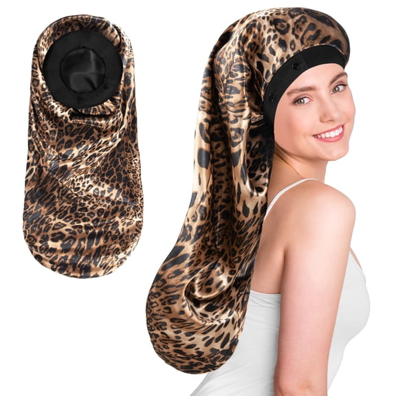Long Silk Bonnet for Sleeping,Satin Hair Bonnets for Braid,Extra Large & Adjustable Hem & Double Layer Bonnet