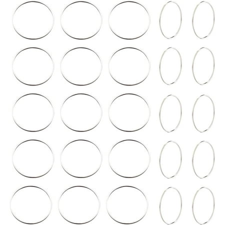 100Pcs Brass Multi-Purpose O Ring 20mm Hollow Charms Pendants for Earrings Necklaces Bracelets Creations Resin DIY(Silver)