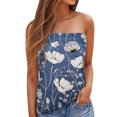 thumbnail image 1 of Gibobby Mujeres Casual Impresión Bandeau Sin Tirantes Sin Mangas Verano Vacaciones Vacaciones Top(Azul,XG), 1 of 5