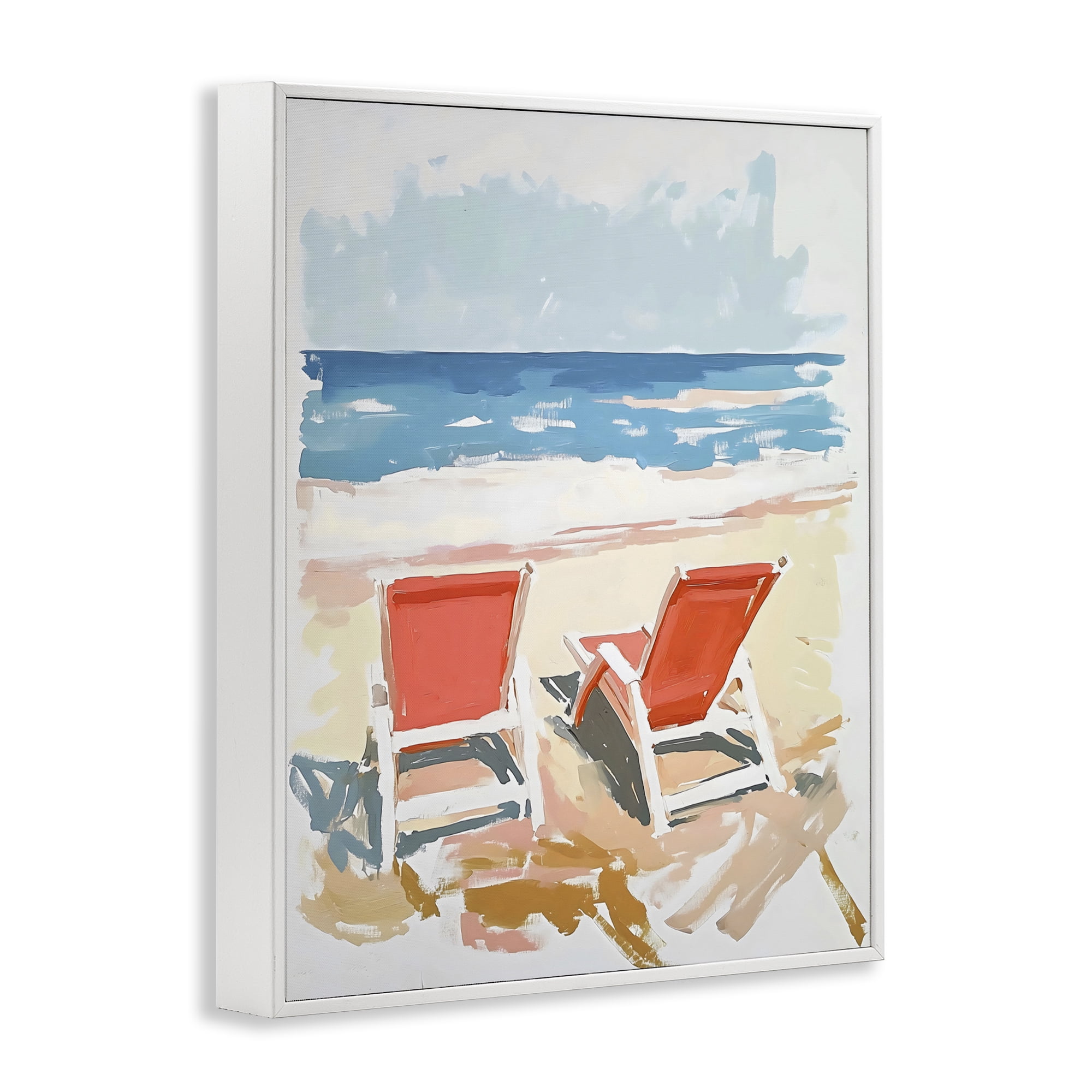 Stupell Industries Two Sunlit Beach Chairs White Framed Giclee Art, design by The Prints Vibe