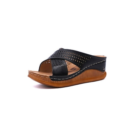 

Avamo Womens Platform Wedges Summer Sandals Lady Slides Slip Ons Sliders Casual Shoes