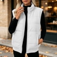 thumbnail image 3 of Sokhug Women Stand Collar Zip Up Puffer Vest Sleeveless Quilted Lightweight Warm Outerwear Gilet with Side Pockets Solid Color Zipper Ves Top Cotton Jacket, 3 of 7