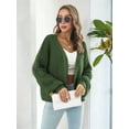 thumbnail image 2 of Women Casual Oversized Sweaters Open Front Batwing Long Sleeve Chunky Knit Cardigan Outerwear Coats Army Green S, 2 of 6