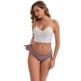 thumbnail image 4 of DARING DIVA Women's Lace Trim Cotton Ribbed Hipster Mid Waisted Panty S Khaki, 4 of 6