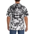thumbnail image 3 of Sikiie Tiger Butterfly Floral Art Men's Cuban Shirt, Hawaiian Shirts, Business Casual Button Down Shirts, Short Sleeve Shirt-Large, 3 of 5