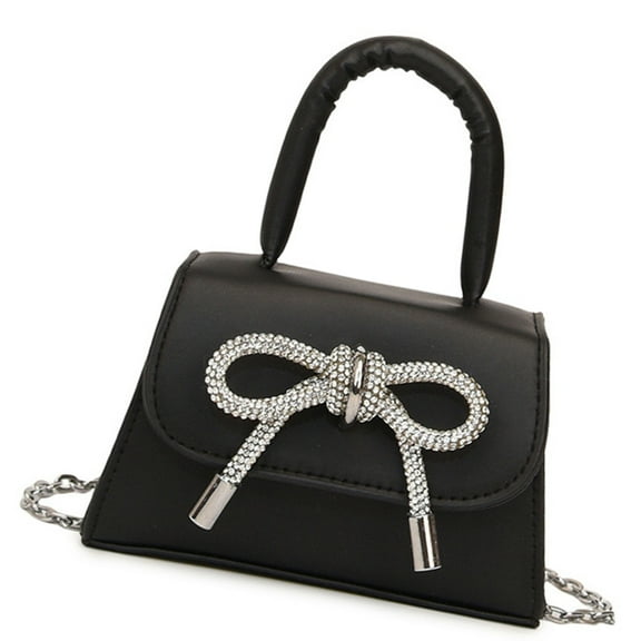 Aellinatey Bowknot Embellished Mini Shoulder Bag PU Leather Crossbody Purse for Women