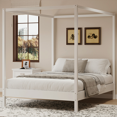 thumbnail image 1 of Wood Canopy Bed Frame Queen Size/Mattress Foundation with Wood Slats Support/No Box Spring Needed/Easy Assembly/White, 1 of 7