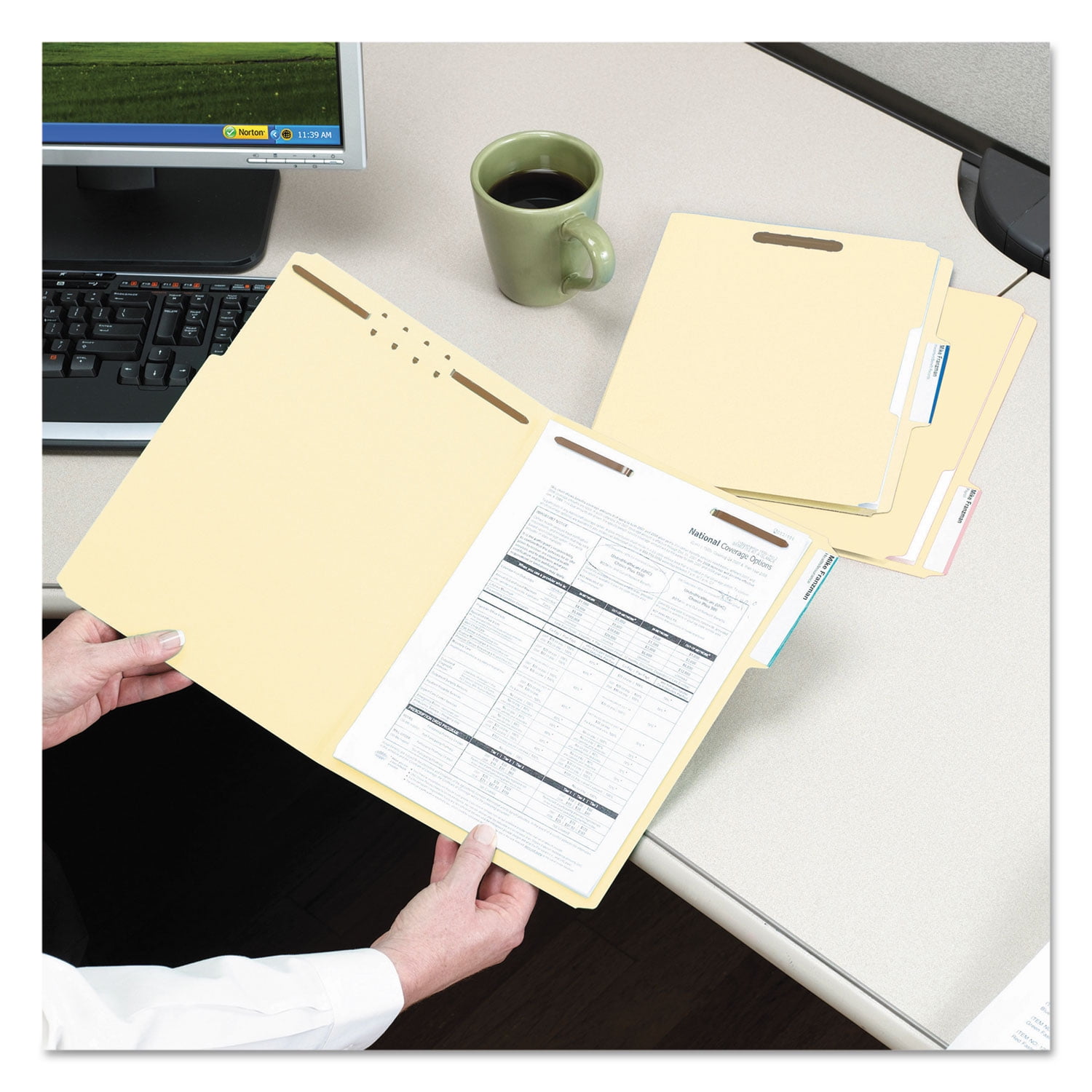 Smead Fastener File Folder, 2 Fasteners, Reinforced 1/3-Cut Tab Right Position, Letter Size, Manila, 50 per Box (14538)