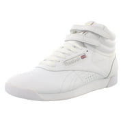 reebok women's freestyle hi walking shoe, white/silver, 9.5 m us