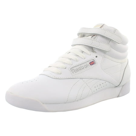 reebok women's freestyle hi walking shoe, white/silver, 9.5 m us
