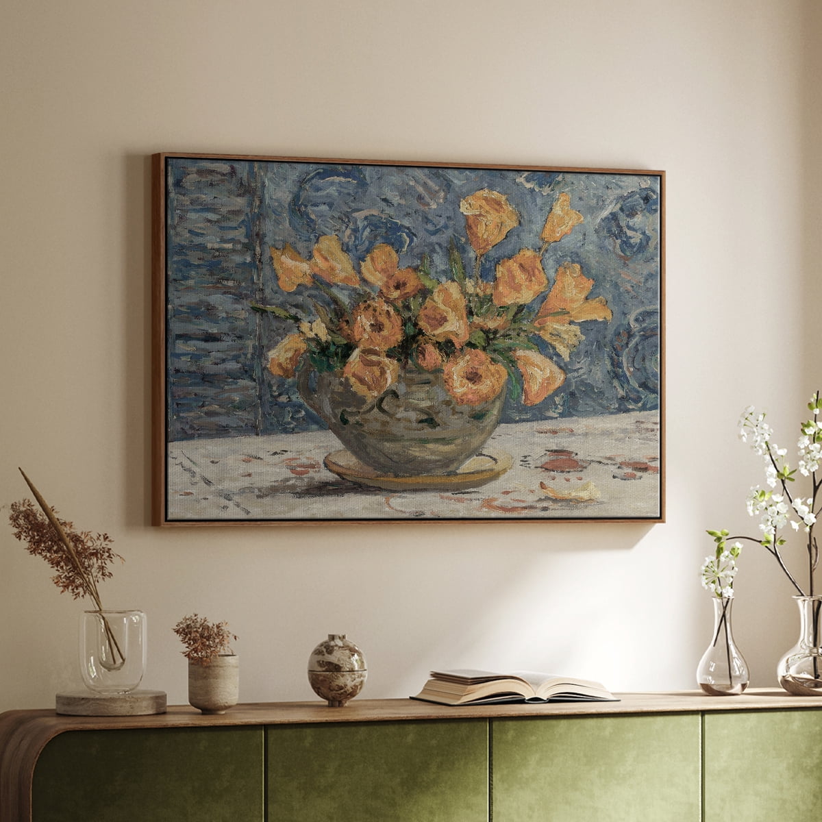 Vintage Botanical Print-LXXXI By Wexford Home Framed in Walnut Wood Gallery Wrapped Canvas 25 in. x 37 in.