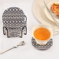 thumbnail image 5 of Haosy Set of 6 Drink Woven Coaster with Holder Heat Resistant Non-Slip Bar Coasters 4 Inches Blue Beige Vintage Damask, 5 of 7