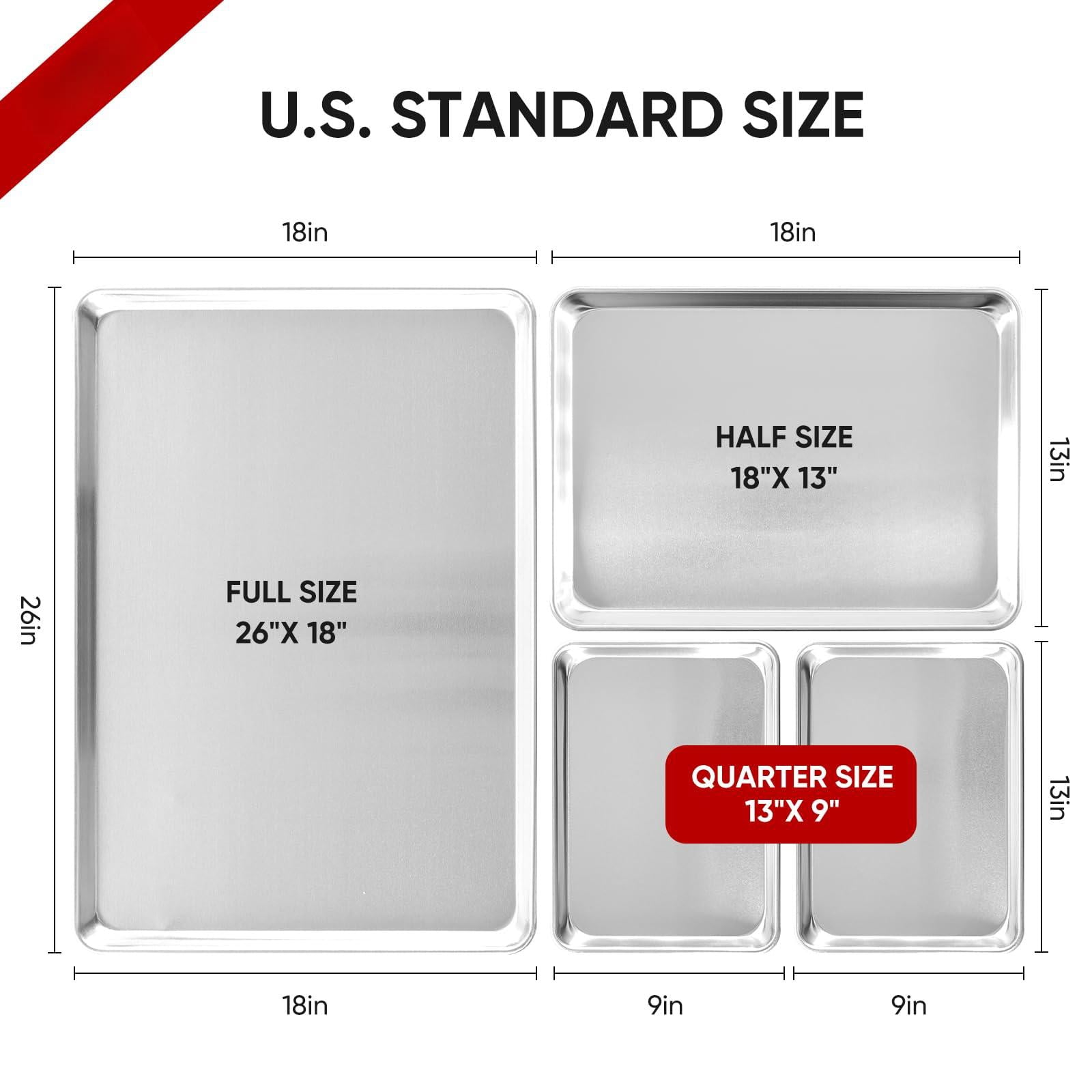 Aluminum Baking Sheet Pan 6 Quarter Size 13" × 9" Commercial Home Use