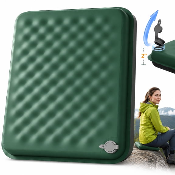 NOCOEX Inflatable Seat Cushion, 2'' Thick Portable Self-Inflating Memory Foam Seat Cushion for Travel, Office, Airplane, Camping, Stadium, Backpacking