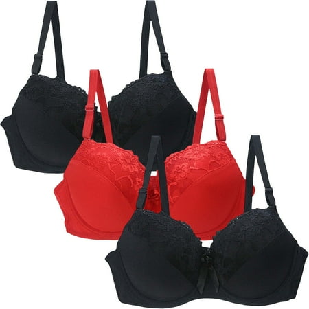 FUNUONY Women s Push Up Bra Underwire Plunge Full Coverage Bras 2025 Trendy Women s Underwear Bra Lace Bra for Women Plus Size Khaki 100E
