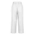 thumbnail image 2 of Mrat Cotton Linen Pants Women Summer Elastic Waist Capris Pants Plus Size Straight Leg Loose Casual Solid Trousers with Pockets S-63 White 3XL, 2 of 6