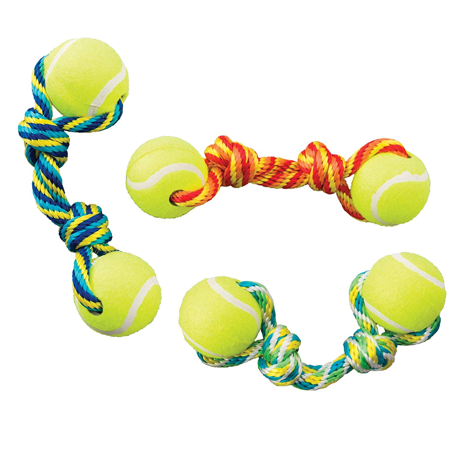 Tug Double Tennis Ball Dog Toy, 9", Assorted, Durable tennis balls By
