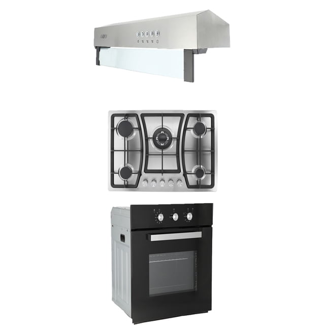 Combo Parrilla 76 Cm ODIPO Campana Slim bajo alacena acero Inoxidable y horno Gas 60 Cm