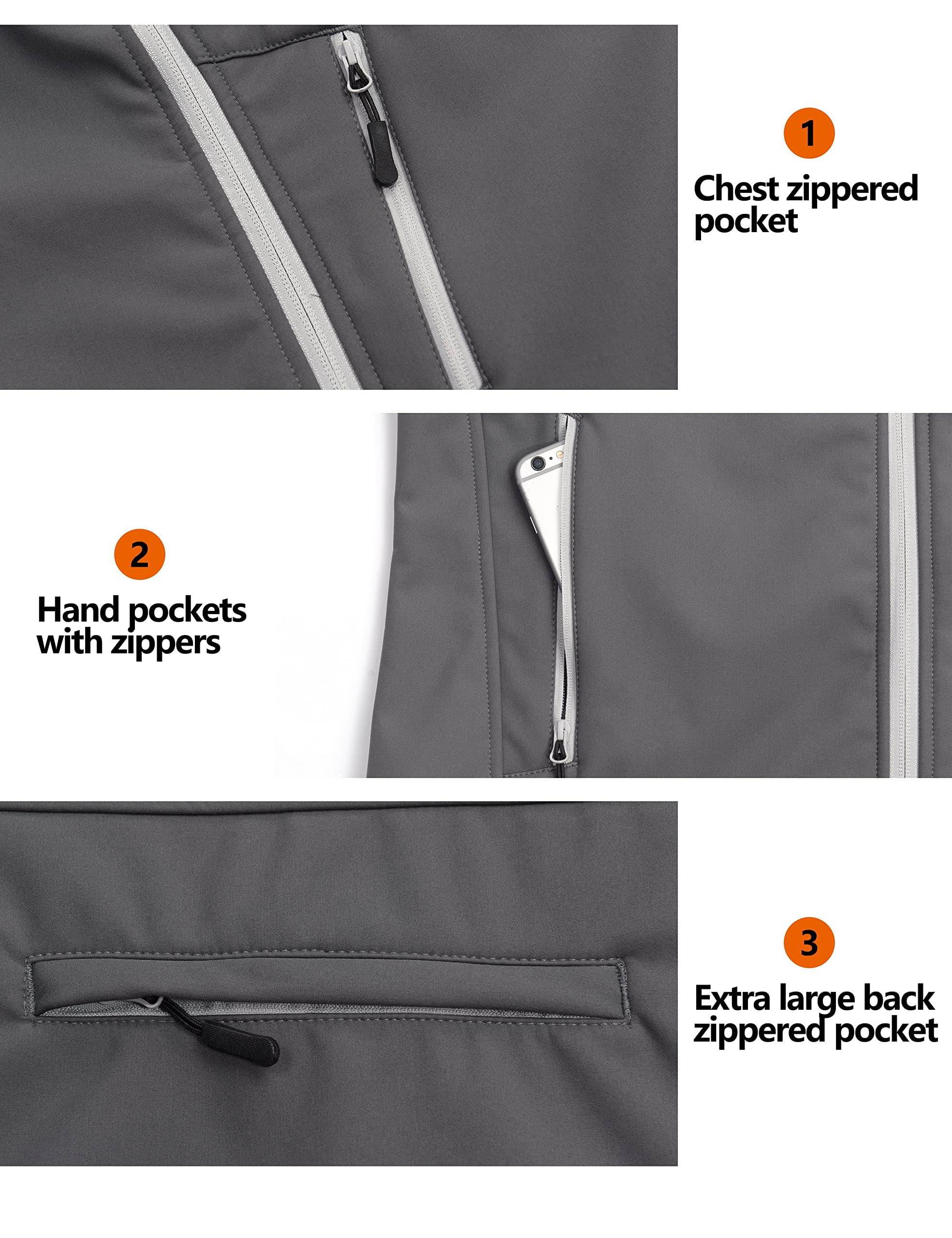 Little Donkey Andy Women's Windproof Sleeveless Jacket for Hiking Travel Golf Lightweight Fleece lined Softshell Vest Grey S