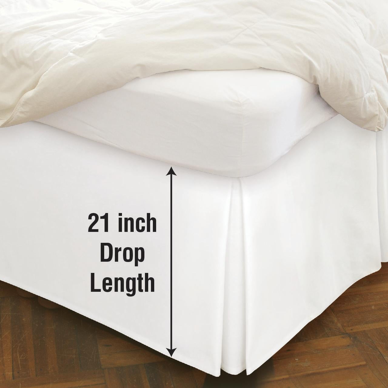 Space Maker Extra-Long Bed Skirt, 21’ Drop, White, Queen