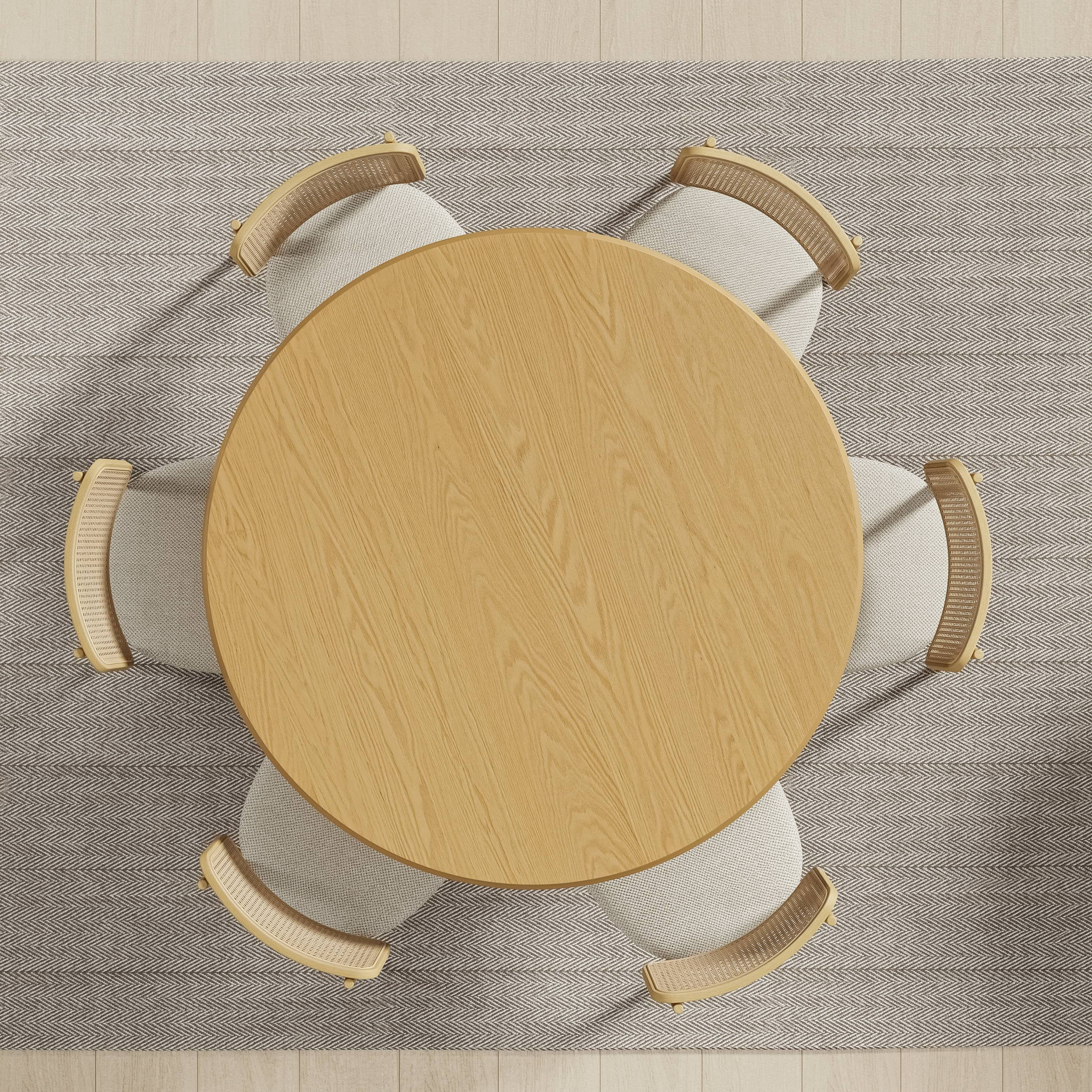 MAYEERTY 52" Mid-Century Wooden Round Dining Table, for Dining Room Kitchen, Natural Wood