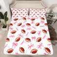 thumbnail image 2 of Homewish Girls Football Sport Twin Sheet Sets,Kawaii Bowtie Ribbon Twin Fitted Sheet,Pink Brown White Flat Sheet For Girl Kids,Luxury Bedroom Decor,3-Piece, 2 of 7