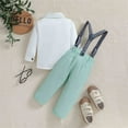 thumbnail image 6 of XBASW Toddler Baby Boys Gentleman Outfits Spring Fall Long Sleeves Formal Dress + Bowtie + Suspender Pants 3PCS Wedding Set for 6M-5Y, 6 of 11