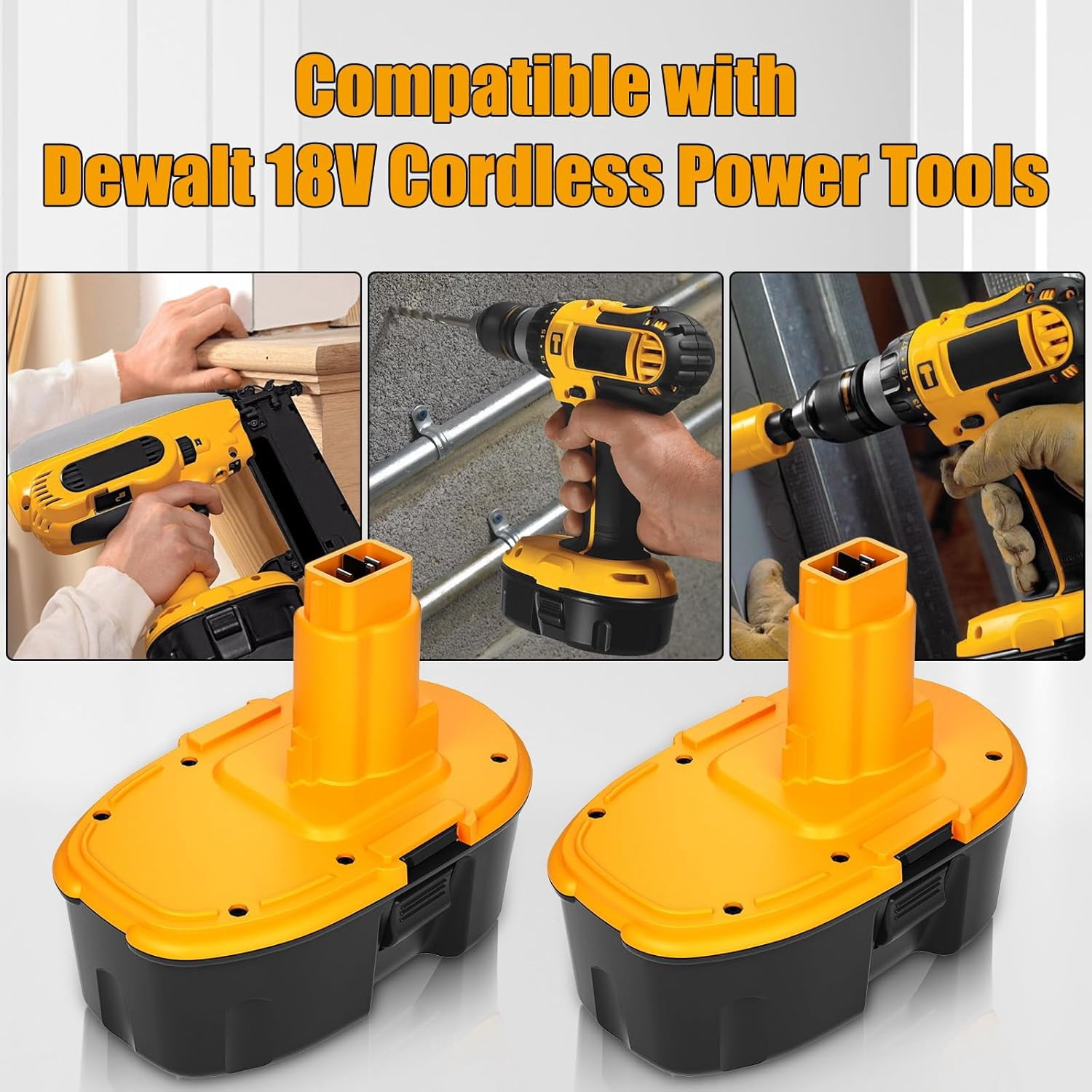 2-Pack 4.5Ah Ni-Mh DC9096 DC9098 DC9099 DW9098 Battery Replacement for Dewalt 18V Battery and DC9310 Charger Compatible with Dewalt 18 Volt XRP Battery DW9095 DW9096 DW9099 DE9039 DE9095 DE9096