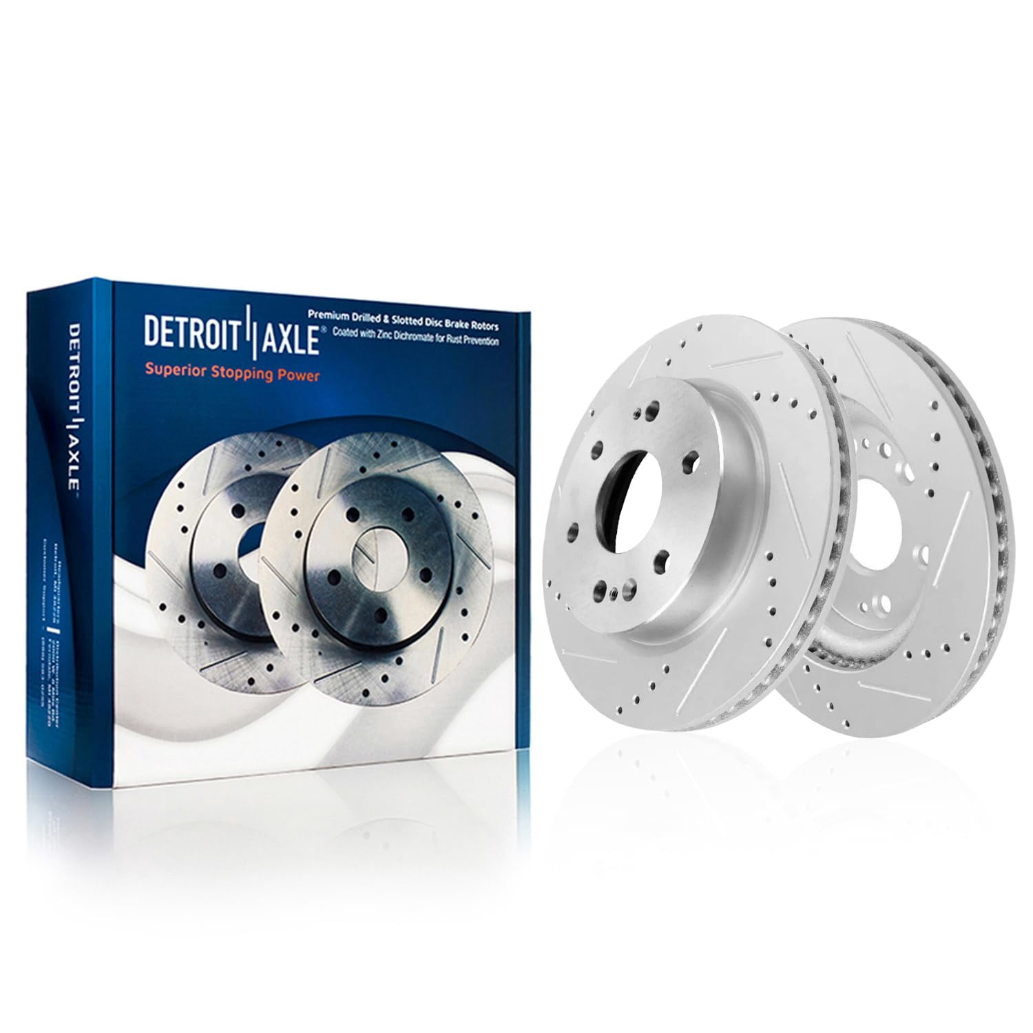 Detroit Axle - 8pc Brake Kit for Chevy GMC Silverado Sierra 1500 Yukon XL Escalade ESV Drilled & Slotted Brake Rotors Ceramic Brakes Pads Replacement : 13.50" inch Front and 13.58" inch Rear Rotor
