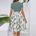 thumbnail image 4 of WTOBBY Women's Stretchy Belted Floral Print Short Sleeve Round Neck Casual Elegant Outdoor Dress,Mint Green XL, 4 of 4