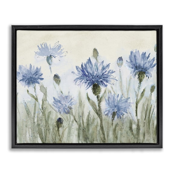 Stupell Industries Blue Cornflowers Meadow Black Framed Floater Canvas Wall Art, design by Lanie Loreth