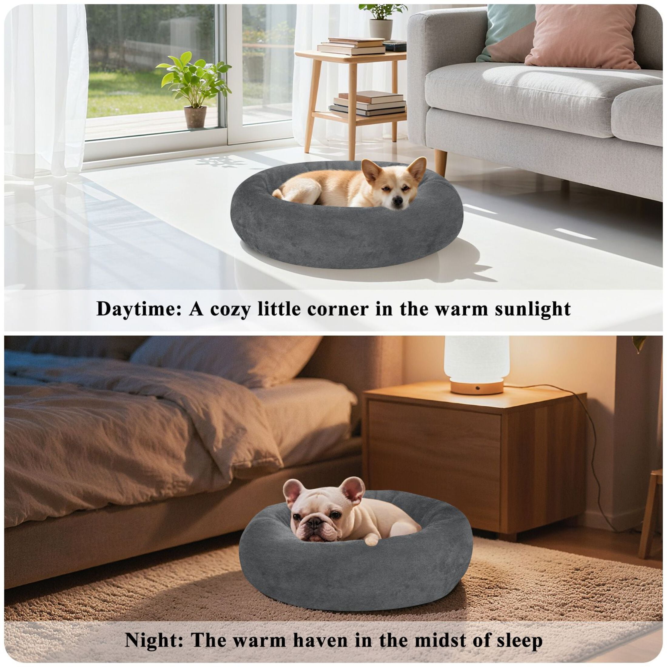 Iauyy Pet Couch Donut Cat Bed for Indoor Cats/Small Dogs Washable & Machine with Non-slip Bottom Calming Cat Furniture, There Are No Highlights (M)