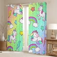 thumbnail image 2 of Manfei Kawaii Unicorn Black Out Curtains,Cute Rainbow Lightning Pattern Curtains Pack of 2 (42x63 Each),Yellow Green Purple Ombre Bedroom Curtains For Girls Teens,Breathable Home Decor, 2 of 6