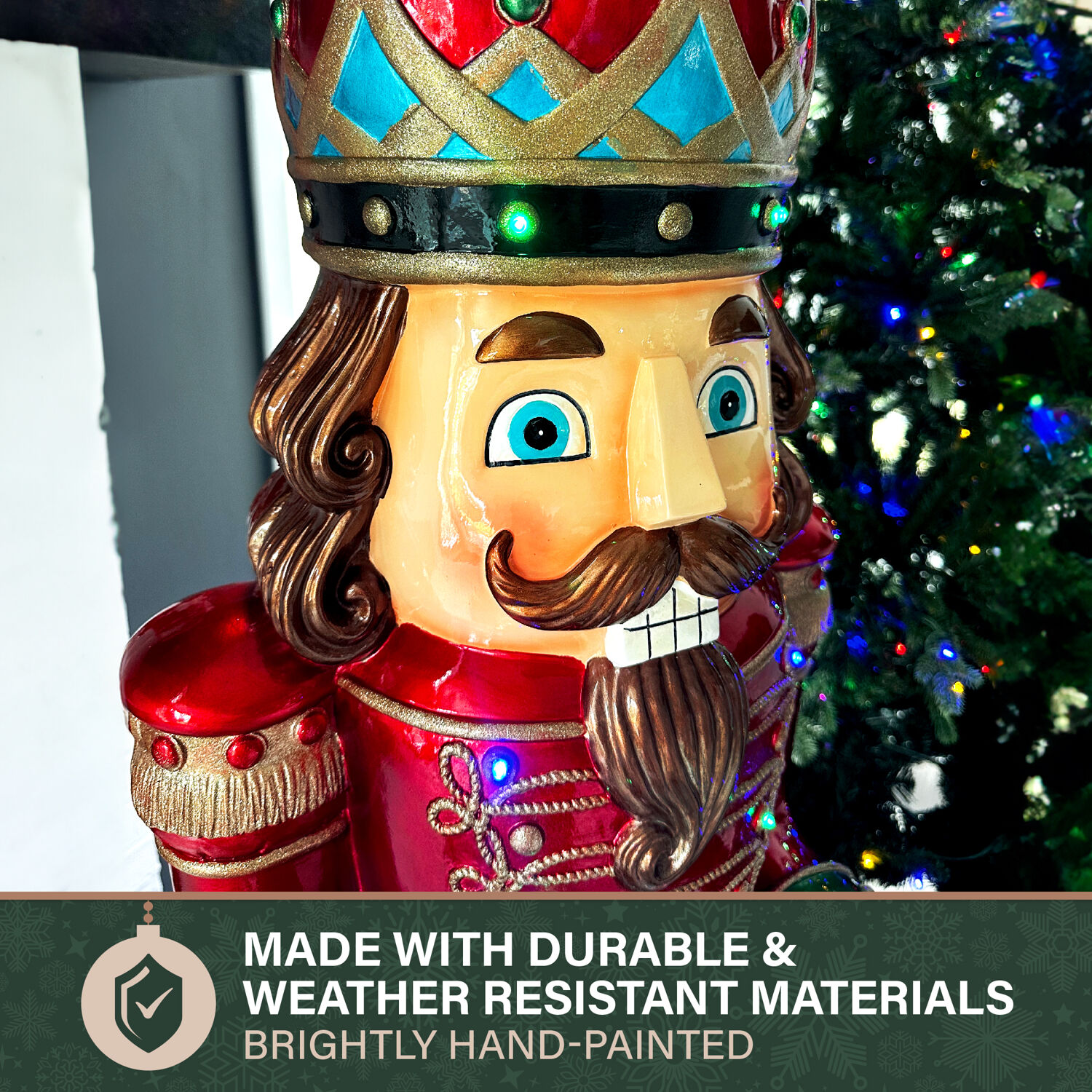 Fraser Hill Farm Indoor/Outdoor Oversized Christmas Decor, 5-ft. Nutcracker 20 LED Lights