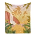 thumbnail image 1 of Garden Mist Soft Flannel Fleece Blanket, Pastel Tropical Paradise Cartoonish Landscape with Exotic Trees and Waterfall, Cozy Plush for Indoor and Outdoor Use, 50" x 70", Multicolor, by Ambesonne, 1 of 5
