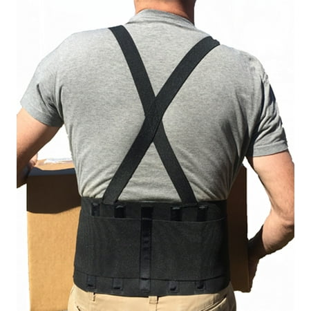 Alpha Medical Industrial Back Support, Lower Back Brace with Attached Suspenders for Lifting, Stabilizing Lumbar Support